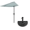 Pure Garden 9ft Half Umbrella, Dusty Green 50-LG1045B